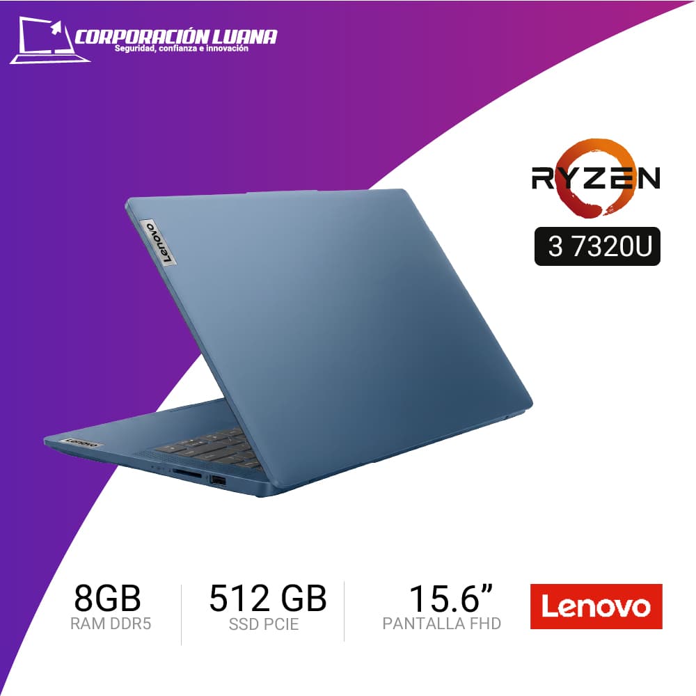 LAPTOP LENOVO IDEAPAD SLIM 3 15AMN8 AMD RYZEN 3 7320U ( 82XQ00YNLM ) RAM 8GB DDR4 | SSD 512GB | 15.6" FHD | FREE OS | ABYSS BLUE