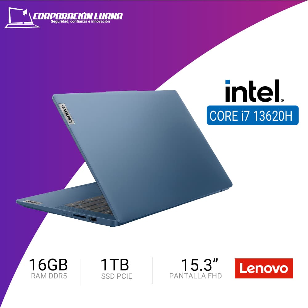 LAPTOP LENOVO IDEAPAD SLIM 3 15IRH10 INTEL CORE I7 13620H ( 83K100NALM ) RAM 16GB DDR5 | SSD 1TB | 15.3 WUXGA | INTEGRADA | FREE OS | COSMIC BLUE