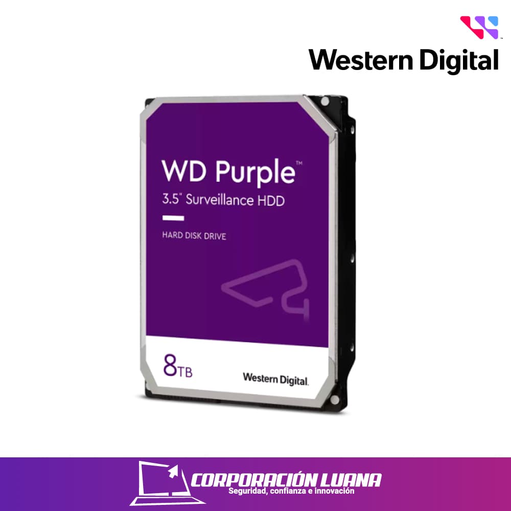 DISCO DURO WESTERN DIGITAL 8TB PURPURA ( WD85PURZ-74C4WYO ) PARA VIDEOVIGILANCIA | SATA 215MB/S