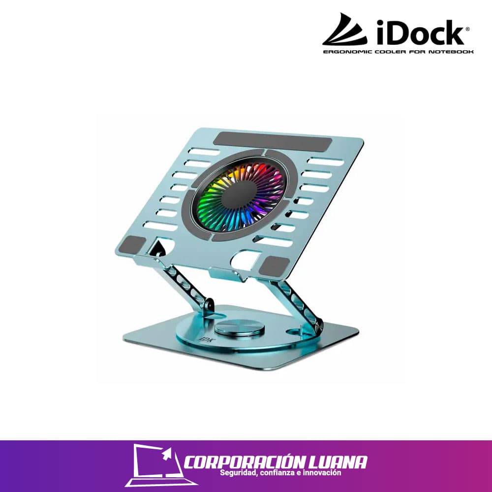 COOLER PARA LAPTOP IDOCK INNOVA ( I15 RGB ) GIRATORIO 360 GRADOS | X1 VENTILADOR RGB