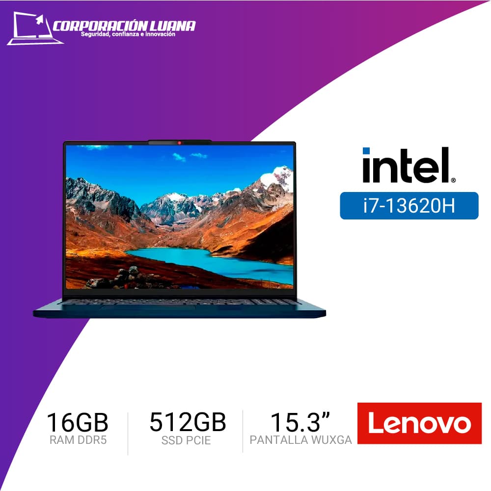 LAPTOP LENOVO IDEAPAD SLIM 3 15IRH10 INTEL CORE I7 13620H ( 83K101EVLM ) RAM 16GB DDR5 | SSD 512GB | 15.3" WUXGA TACTIL | INTEGRADA | FREE OS | GRIS