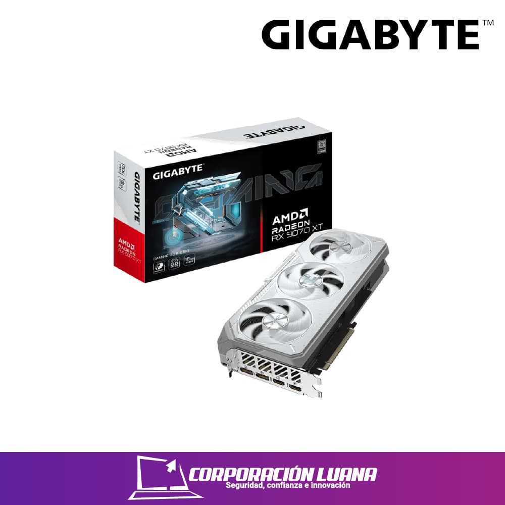 TARJETA DE VIDEO GIGABYTE RX 9070 XT GAMING ICE ( GV-R907XGAMINGOCICE-16GD ) 16GB GDDR6 | 256 BIT | X3 FANES | X2 DP - X2 HDMI