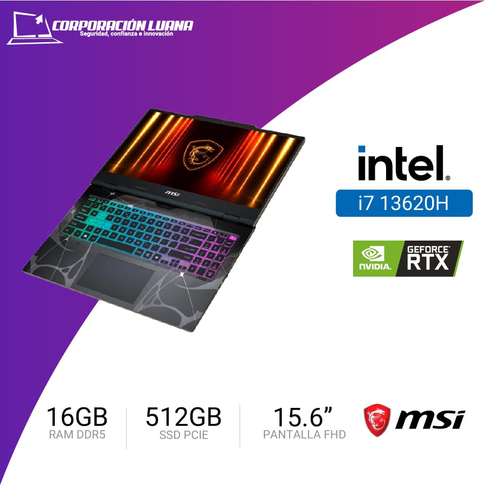 LAPTOP MSI CYBORG 15 B13WFKG INTEL CORE I7 13620H ( 9S7-15Q342-1073 ) RAM 16GB DDR5 | SSD 512GB | RTX 5060 | 15.6" FHD 144HZ | WINDOWS 11